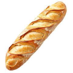 Freshly baked baguette resting on a clean surface ready to be served at any mealtime or gathering, Freshly baked baguette isolated