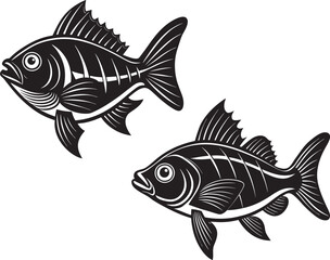 Various Fish silhouette vector art illustration file .