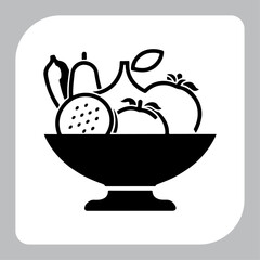 Edible Elegance Black Icon Design Celebrating 90 Words of Nutritional Artistry Fruitful Finale Vect
