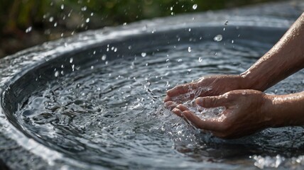 Fototapeta premium Hands Washing Under Running Water