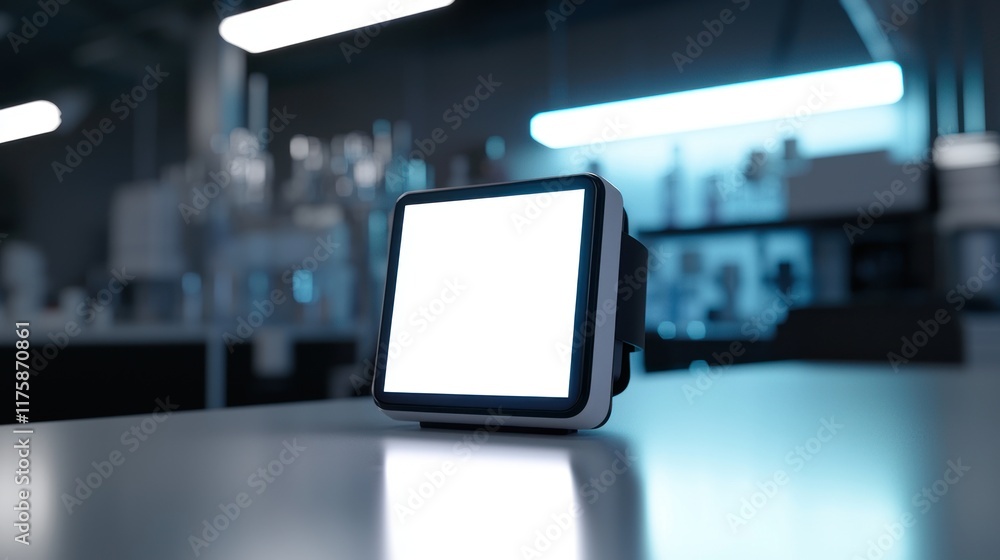 Poster modern tablet display in a futuristic laboratory setting