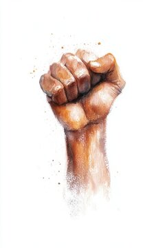 NAACP Day Raised fist symbolizing unity and strength in watercolor design for posters