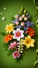 bouquet of flowers on abstract background, beautiful floral illustration wallpaper 