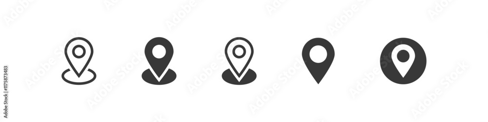 Poster Location icon set, Map pin place marker. location pointer icon symbol in flat style. Black Location pin icon button, Navigation sign