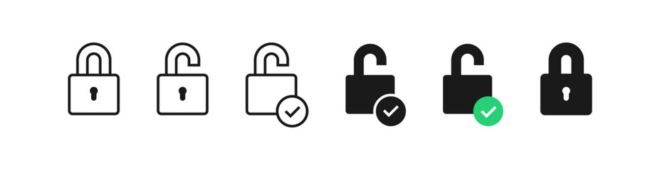 Lock icon check mark symbol. security, privacy, secure, icon . protection icon with tick symbol - padlock icon button , keyhole icon