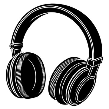 recommend clip art: headphone black silhouette vector with white background. Electronic device,  gadgets vector 