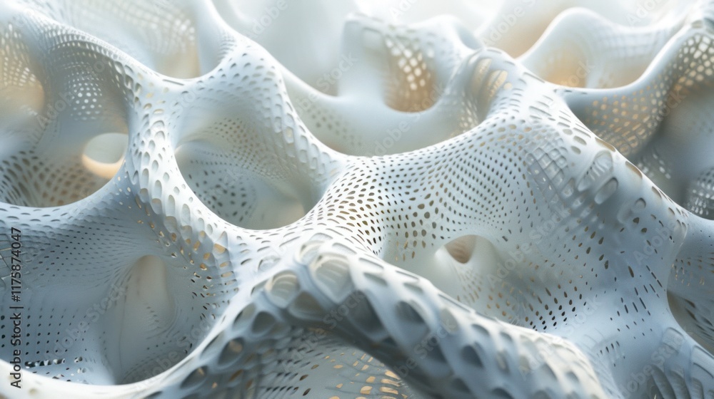 Poster abstract white cellular structure: intricate and futuristic design of a white cellular structure wit