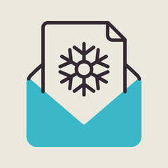 Envelope and card merry Christmas vector icon