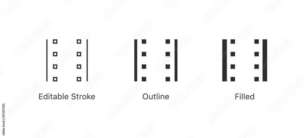 Poster video roll icon symbol . film strip vector icon . video reels line icon. editable stroke icon. outli
