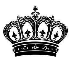 Fototapeta premium Elegant kings crown silhouette on a clean transparent background showcasing intricate design details and royal symbolism, kings crown silhouette on transparent background