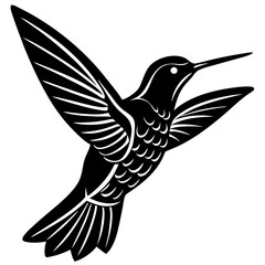 hummingbird black silhouette vector with white background. Wild animal vector