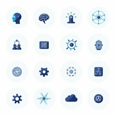 Artificial Intelligence and Machine Learning Icon Set