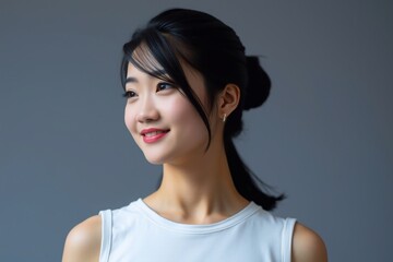 Fototapeta premium Portrait of an Asian woman (skin care, body care, beauty salon)