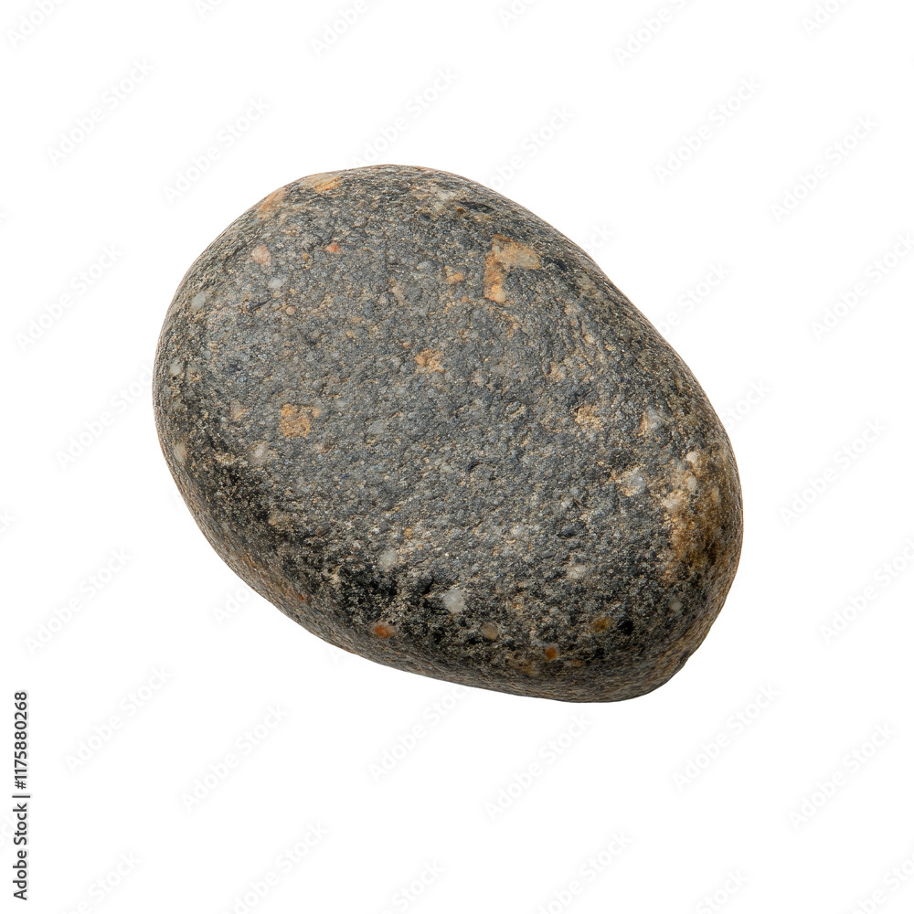 Poster a single smooth pebble isolated on a transparent background highlighting its unique texture and natu