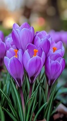 Fototapeta premium colorful spring flowers garden vibrant purple landscape