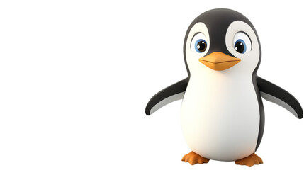 Obraz premium Cartoon penguin character, isolated on transparent background
