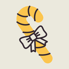 Christmas peppermint candy cane with stripes icon