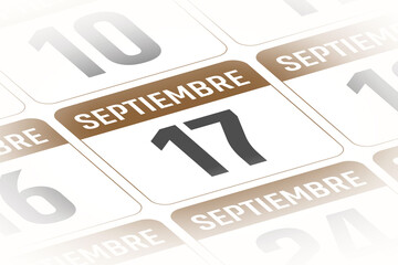 17 de Septiembre ilustracion del dia calendario Espanol