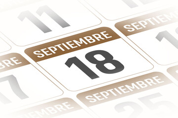 18 de Septiembre ilustracion del dia calendario Espanol