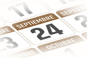 24 de Septiembre ilustracion del dia calendario Espanol