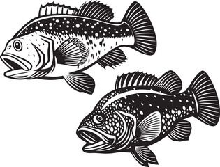 Various Fish silhouette vector art illustration file .