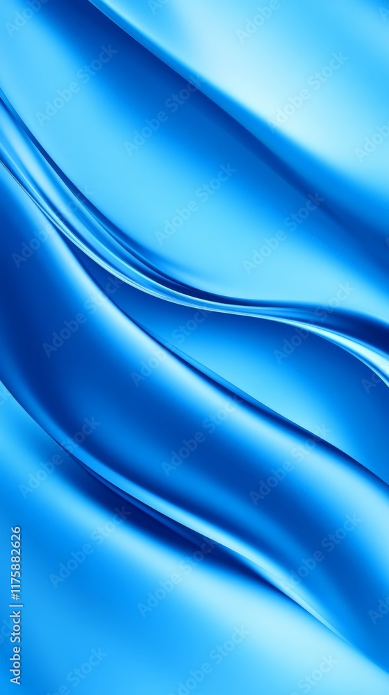 Aufkleber Smooth blue waves flowing together create an abstract background filled with elegant lines and shapes, enhancing modern and minimalist designs with a touch of sophistication