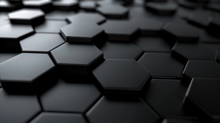 Abstract Black Hexagonal Pattern Background: A Futuristic and Geometric Design