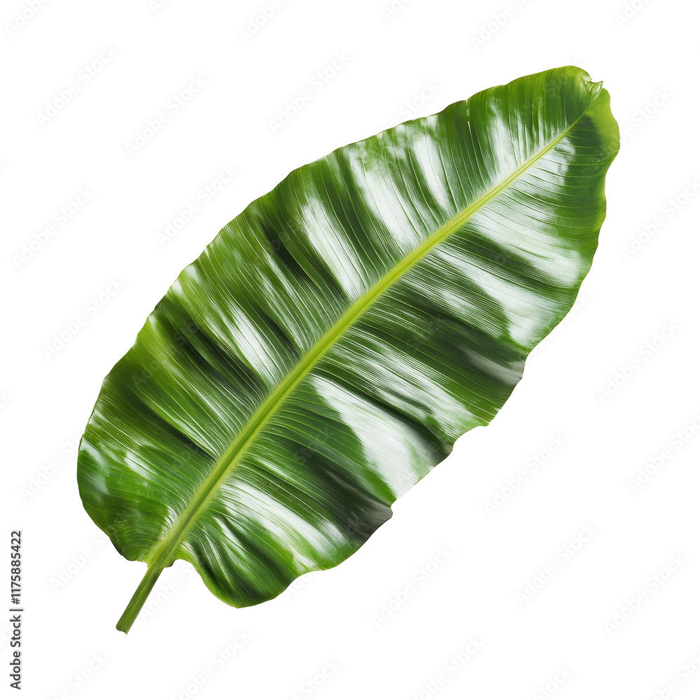 Poster bird nest fern leaf on transparent, highlighting its unique texture and color, bird nest fern leaf i