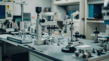 High-Tech Laboratory Workspace Featuring Precision Tools and Instruments for Scientific Research and Development in a Modern Setting
