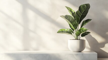 Potted Plant Against Minimalist Wall