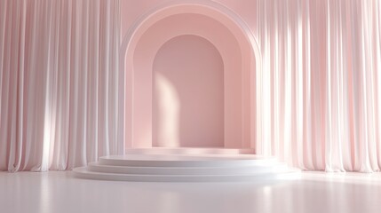Elegant Pink Interior with Archway