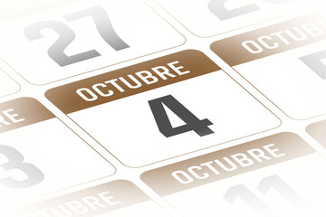 4 de Octubre ilustracion del dia calendario Espanol