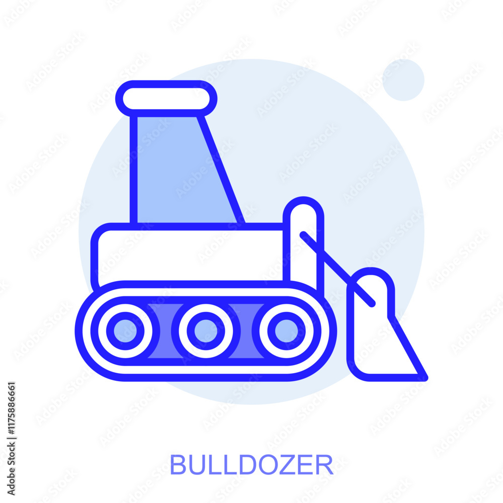 Poster industrial web icon in line style for web and mobile app. symbol of a bulldozer. vector illustration