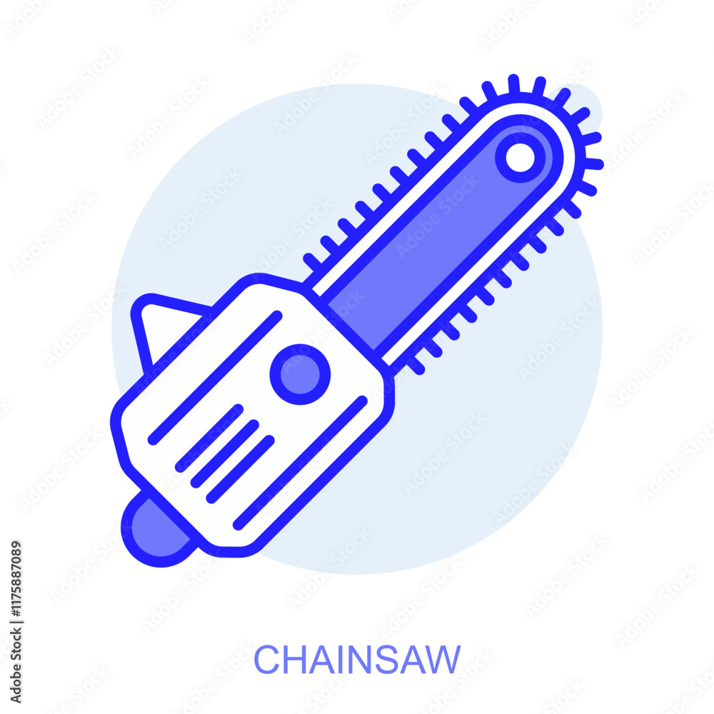 Poster industrial web icon in line style for web and mobile app. symbol of a chainsaw. vector illustration