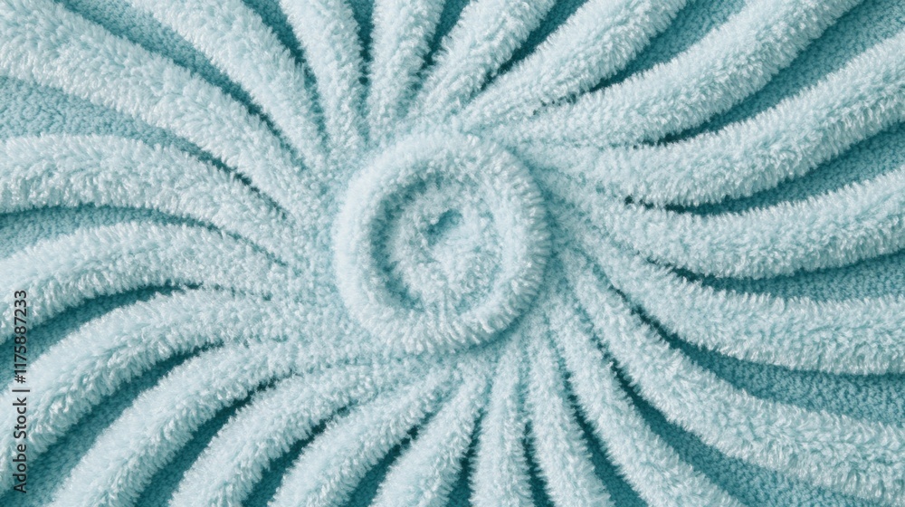 Poster soft teal fleece fabric texture arranged in a swirl pattern.