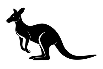 kangaroo black silhouette vector with white background. Wild animal vector