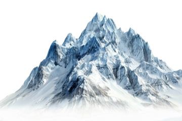 Snow-Capped Mountain Peaks Under Clear Sky Isolated on Transparent Background