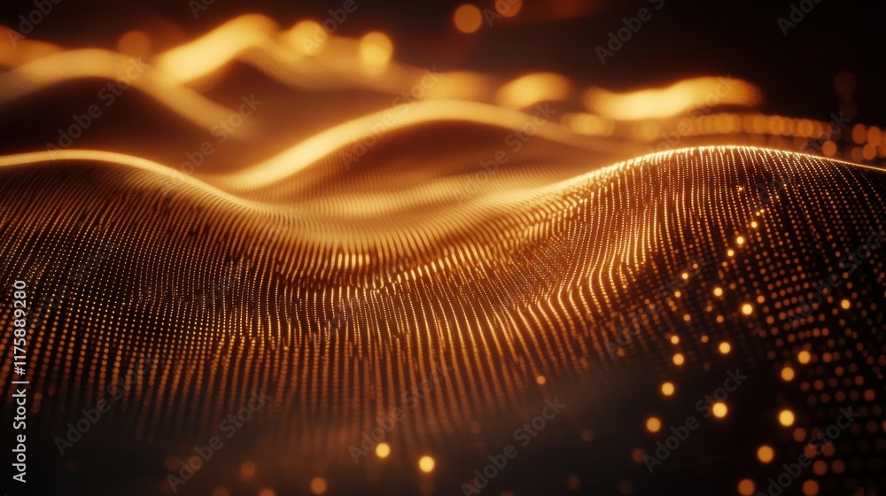 Poster beautiful abstract representation of glowing golden wavy patterns creating a mesmerizing visual effe