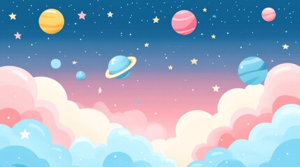 Colorful Cartoon Space Scene