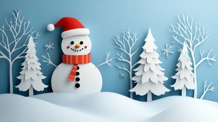 Fototapeta premium Snowman in Winter Wonderland