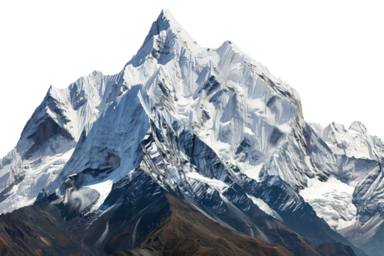 Rugged Mountain Cliffs and Pine Trees Isolated on Transparent Background