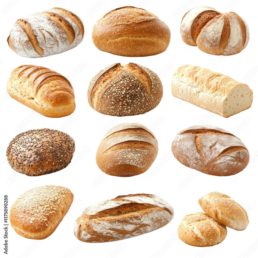 Aufkleber a beautiful assortment of freshly baked bread displayed on a transparent background for a delightful