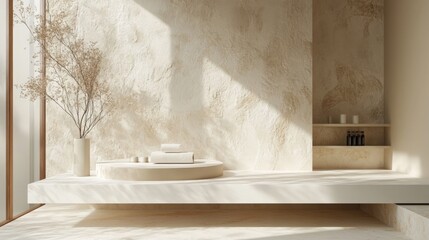 Minimalist Beige Bathroom