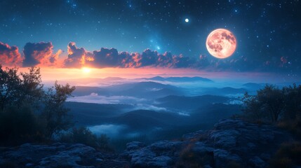 Fototapeta premium Mystical Moonlit Landscape