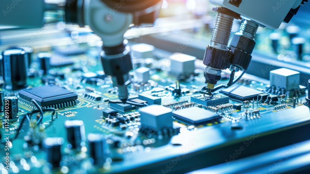 Poster robotic arm precision assembling circuit board: a glimpse into automated electronics manufacturing