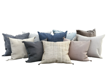 Multiple cushion styles isolated on transparent background
