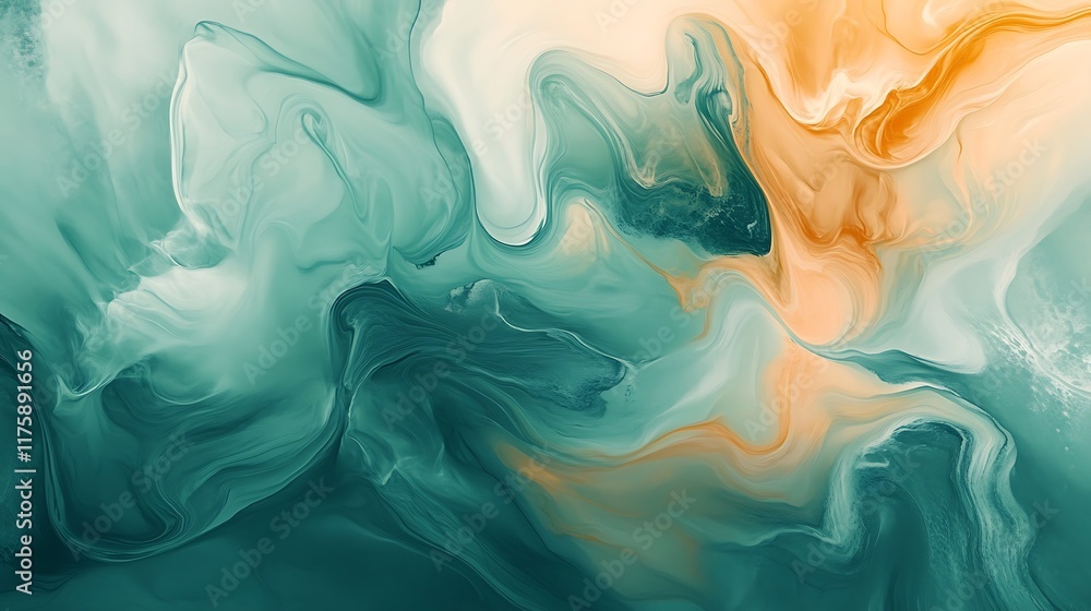 Poster abstract ink watercolor flow featuring open text space