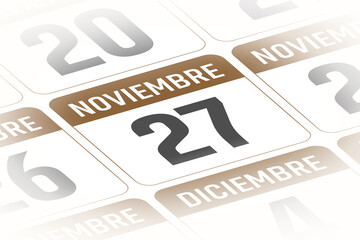 27 de Noviembre ilustracion del dia calendario Espanol
