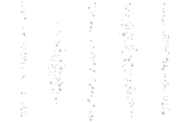 Oxygen air bubbles  flow  in water on white  background.