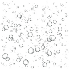 Oxygen air bubbles  flow  in water on white  background.